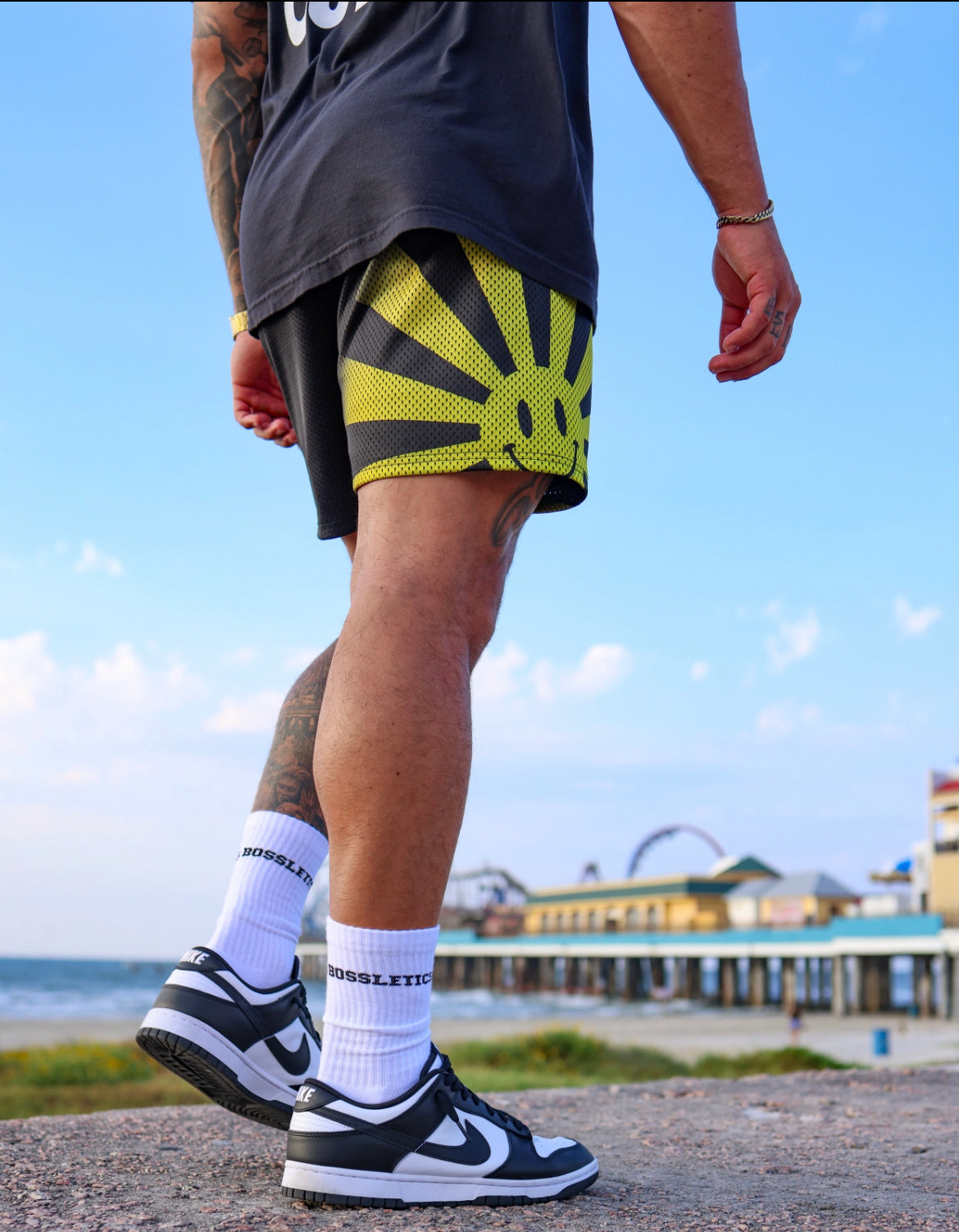 Mens Mesh Smiley Shorts